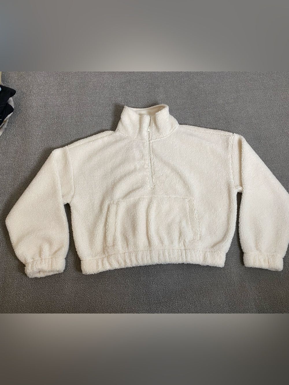 American Eagle Outfitters Cream Teddy Half-Zip Pullover- Soft Cozy Oversized
